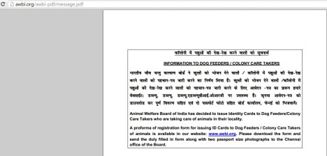 AWBI website screenshot-information to dogfeeders, colony caretakers